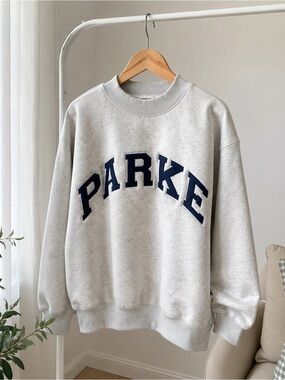 Parker Light Gray Crewneck Sweatshirt with Navy Letters